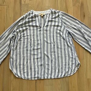 Michael Michael Kors White & Navy Striped Blouse – Size 1X